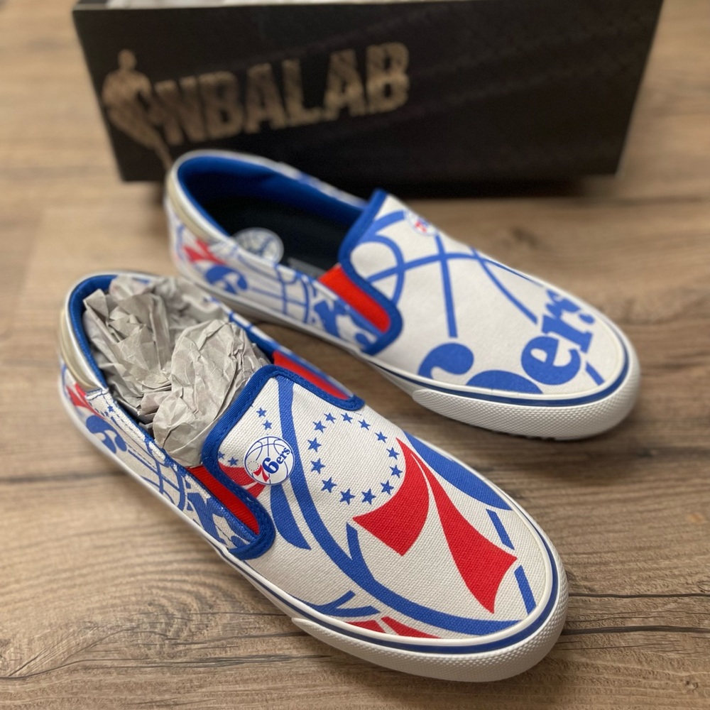 Philadelphia 76ers Slip-On Canvas Shoes - White - Size 9